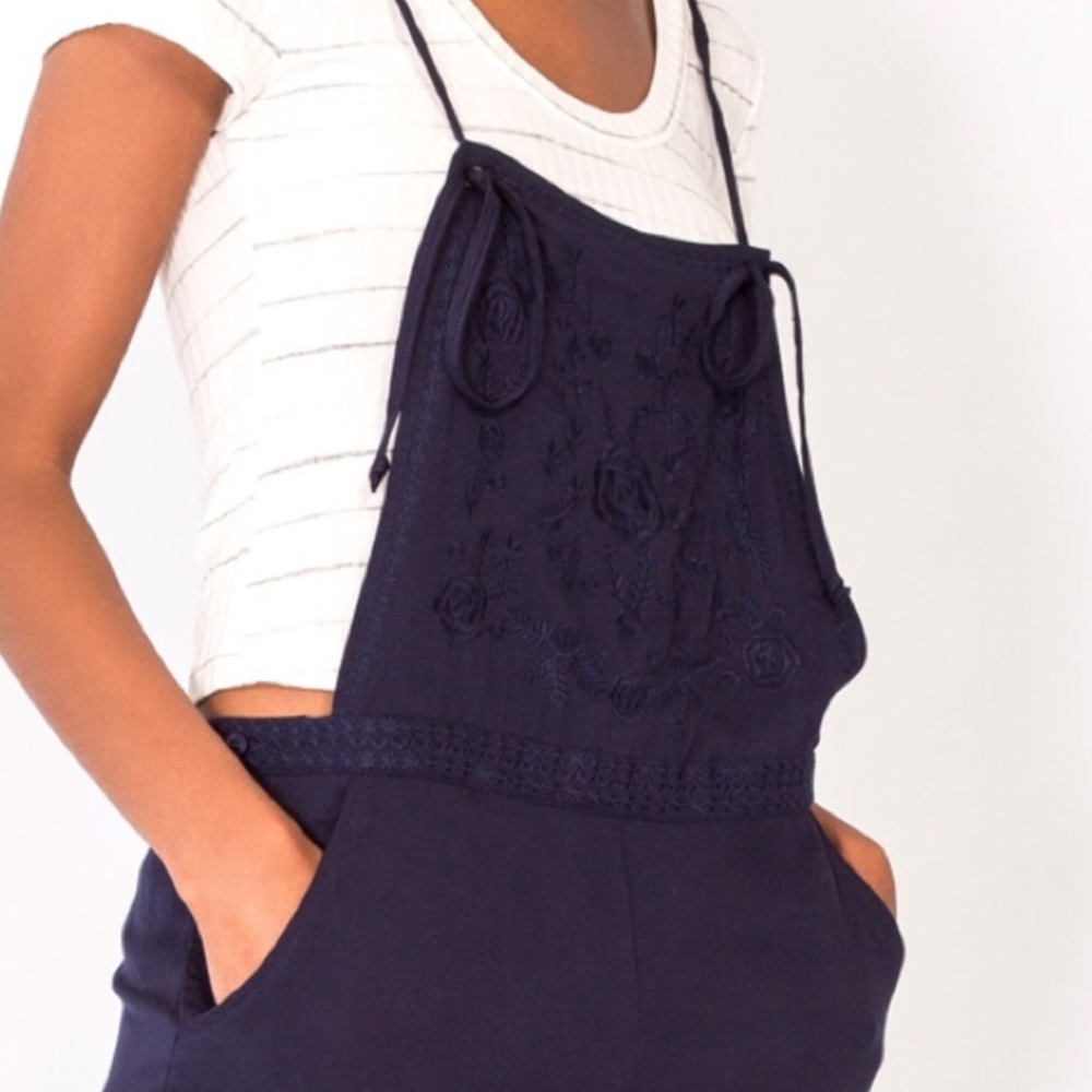 Navy Embroidered Overalls - Picture 2 of 8